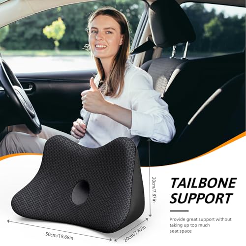 Benazcap Autositzkissen – Ergonomisches Lendenwirbelstützkissen – Memory-Schaum-Autositzpolster – Steißbein Entlastung – Autositzkissen zum Fahren – Auto Lordosenstütze Kissen für Fahrer