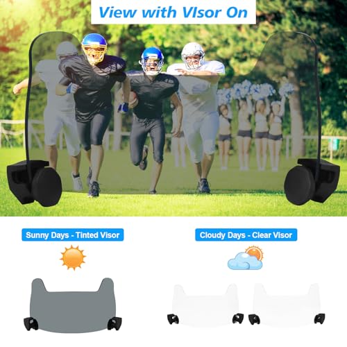 Black Football Visor, Football Helmet Visor for Youth&Adult with Easy Install Clips (Black)
