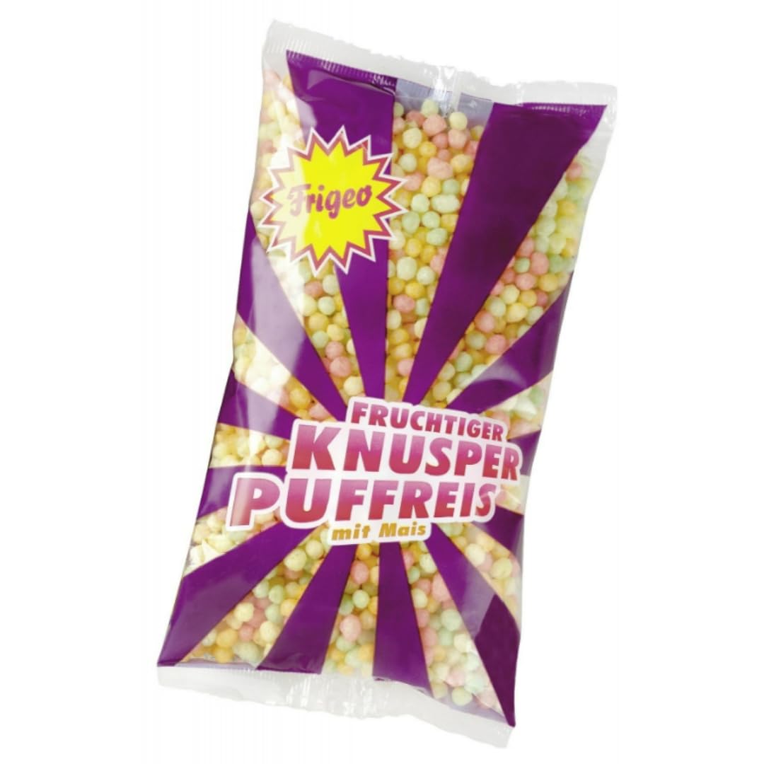 Frigeo Knusper-Puffreis Bunter Frucht süß Snack 80g x 48 Stück