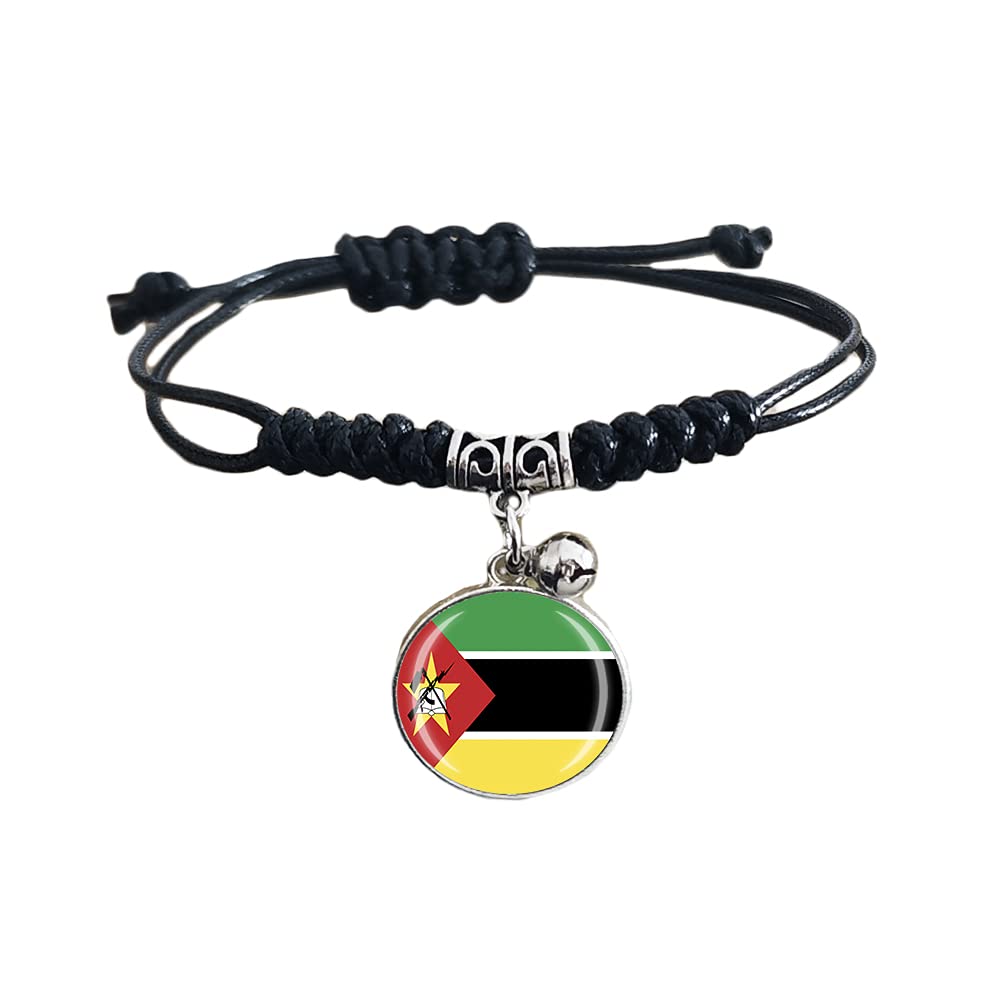 Wedarego Mozambique Flag Braided Bracelet Adjustable Nylon Chain Crystal Wristband Souvenir,Fashion Handmade Bracelet For Man & Woman Special Day's Gift