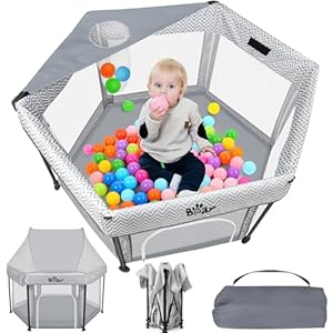 Baby Playpen, Indoor&Outdoor Play Yard for Babies and Toddlers, Kids Activity Centre, Foldable Baby Beach Tent with Soft Mattress, Anti-Skid Pads, Sunshade Cover and Travel Bag