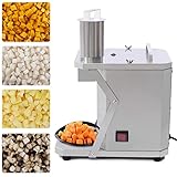Electric Fruit Dicer Commercial Vegetable Cube Cutter, 200W Automatic Dicer Cuber Vegetable Cutter Stainless Steel Dicing Machine for Potatoes, Carrots, Onions, Ham Sausage w/ 3 Grid Blades