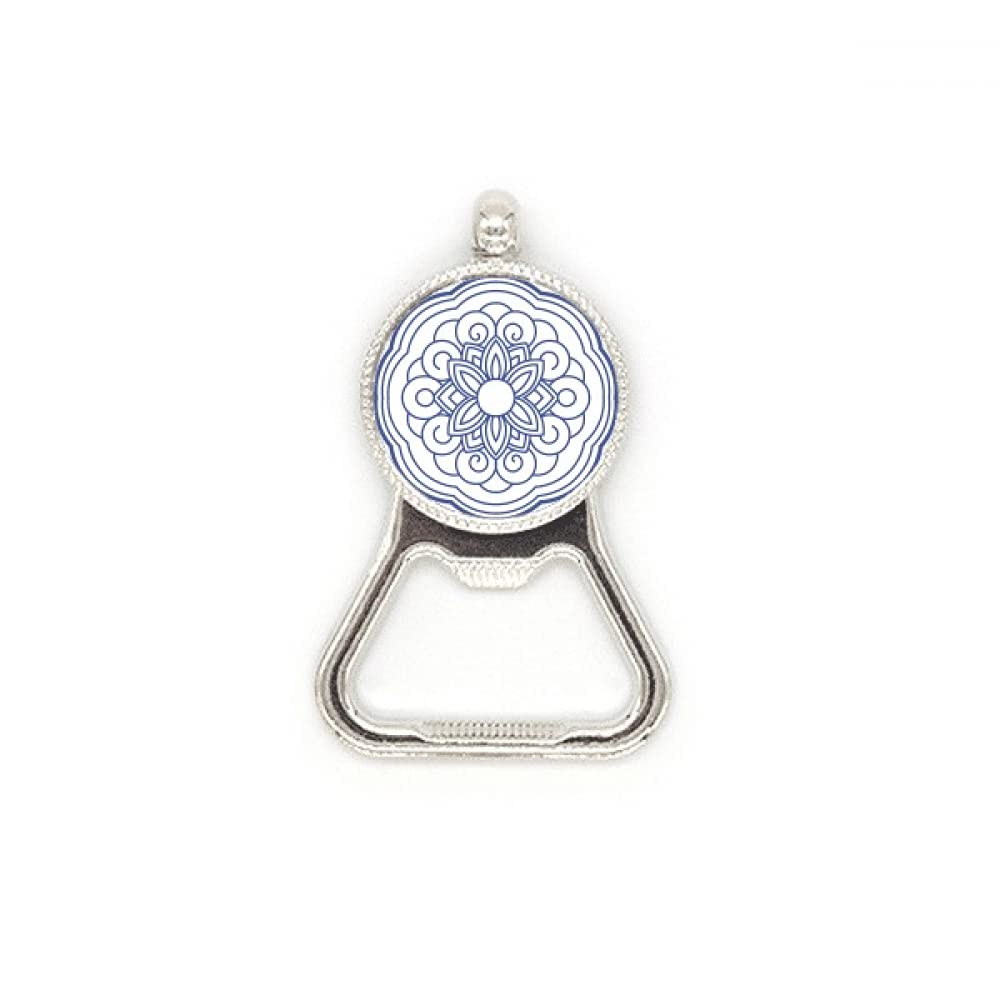 Décapsuleur en acier inoxydable avec motif fleur bleue, élégance et robustesse