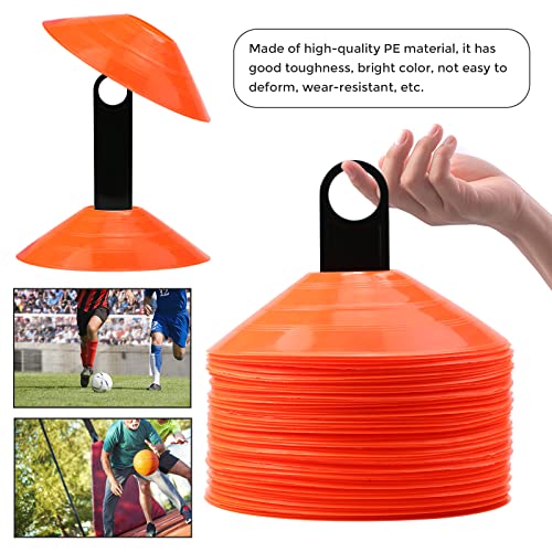Faxco 60 Pcs Sport Mark Disks With Rack And Net Bag, Soccer Cones For Training, Football, Sports, Field Cone Markers With Shelf Outdoor Games Supplies (Orange) #TOP4