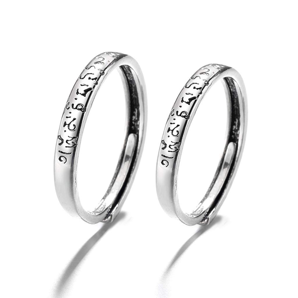 Tsorryen Sanskrit 6-Character Mantra Couple Ring Men Women Love Engagement Rings