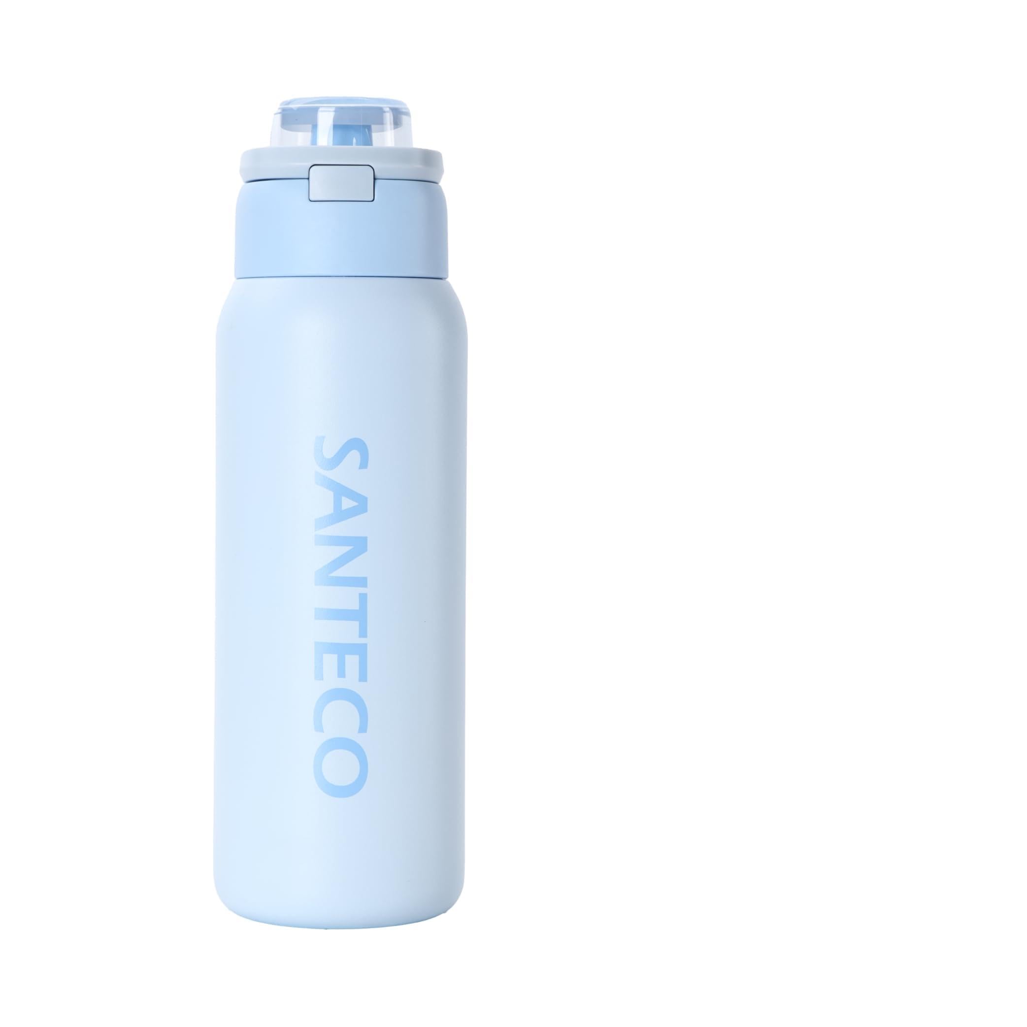 SANTECO Dual-Drinking Stainless Steel Water Bottle with Straw, BPA-Free Sports Water Bottle, Keeps...