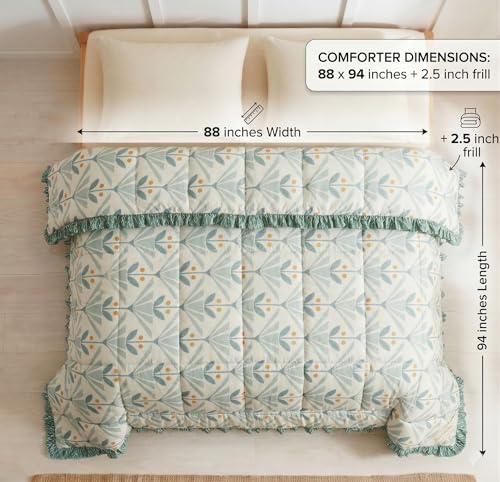 Image of VAS COLLECTIONS Cloud Cotton Reversible AC Comforter for Double Bed (88x90 Inch) 220 GSM Lightweight Quilt /Duvet /Dohar with 2.5 Inch Frill Border, Super Soft All Season Blanket (See Green)