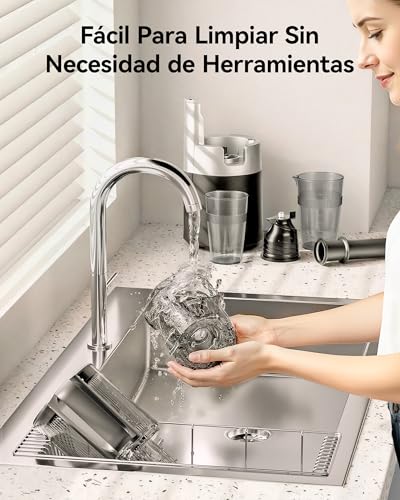 Miniatura 6 de Euhomy Extractor De Zumos Y Verduras Prensado En Frio 1.8l, Fácil De Limpiar Extractor De Jugos Y Verduras, Exprimidor De Frutas Con Tolva De 135mm, Licuadora Con Hoja De Acero Inoxidable