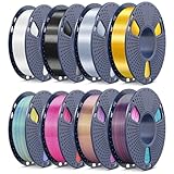 SUNLU 3D Printer Filament Bundle, Individually Vacuum Packed, Quadruple Color Silk Filament*4, PLA Silk Filament*4, 250g Spool, 2kg Total