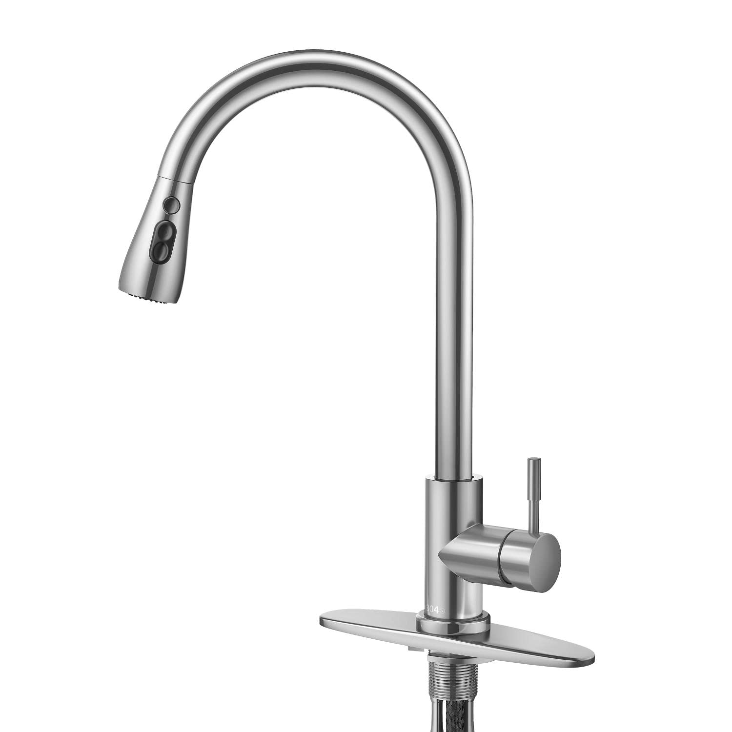 Kitchen Faucet with Pull Down Sprayer and Deck Plate Modern Single