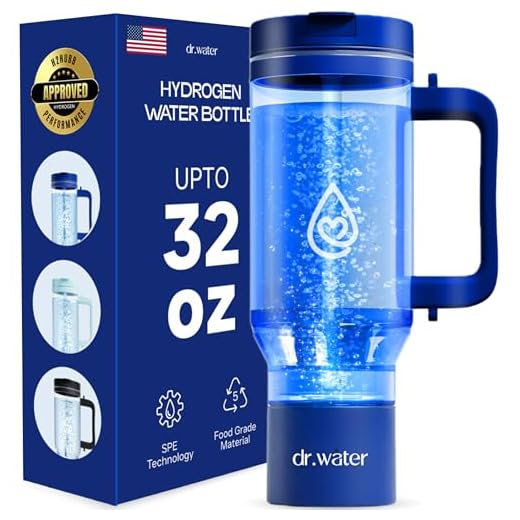 Hydrogen Water Bottle 32 Oz – Portable BPA Free Generator Tumbler with SPE/PEM Technology | Large Hydrogen Flask for Daily Hydration & Energy | H2 Infused Drinking Bottle Blue by Dr Water