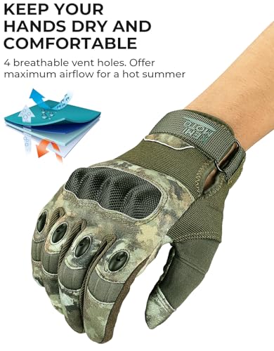 Image of KEMIMOTO Tactical Gloves for Men, Touchscreen Motorcycle Gloves with Hard Shell & Palm Padding for Sports Motorcycle Cycling Tactical Airsoft Paintball Hunting Hiking Camping Climbing