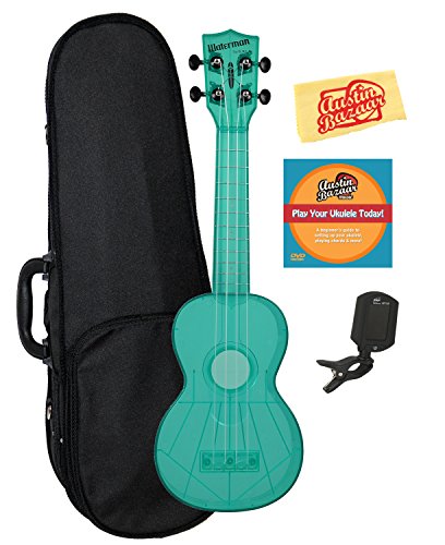 Kala Ka-sw Waterman ukulélés Bundle w/Hard Case Bleu fluo - Les Beatles, Paul McCartney, John Lennon, RIngo Starr, George Harrison Kala Ka-sw Waterman ukulélés Bundle w/Hard Case Bleu fluo