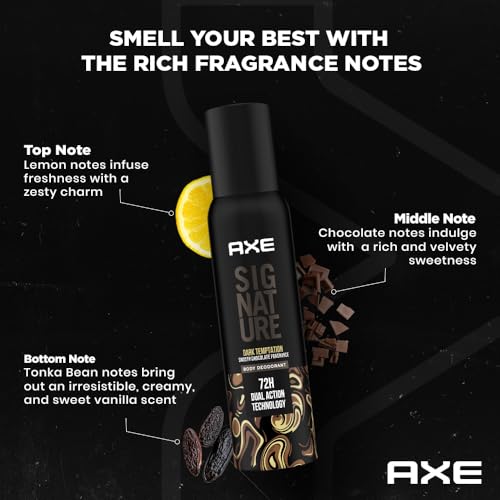 Image of Axe Signature Dark Temptation Long Lasting Deodorant No Gas Body Perfume For Men 200ml, Pack of 3