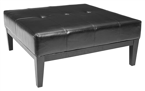 Hudson Collection Bleecker Brown Leather Cocktail Ottoman