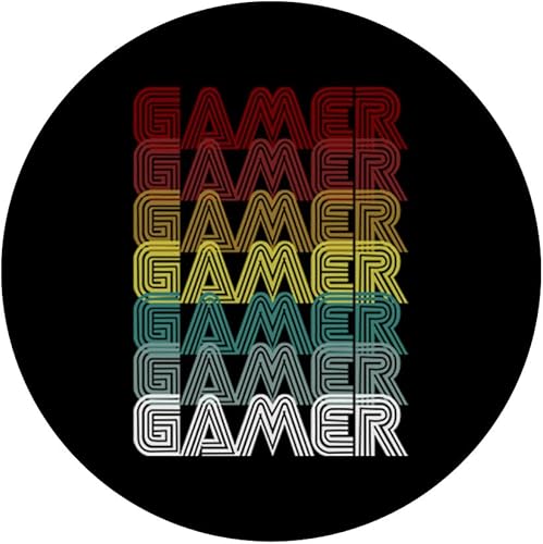Miniatura 3 de Jugador de videojuegos retro de estilo antiguo de los años 70 para videojuegos, regalo PopSockets agarre y soporte para teléfonos y tabletas, Negro