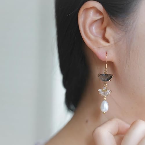 Miniatura 4 de Art Deco Earrings Emerald Green Drop Chandelier Jewelry for Women, 1920s Vintage Bridal & Wedding Statement Sterling Silver Earrings