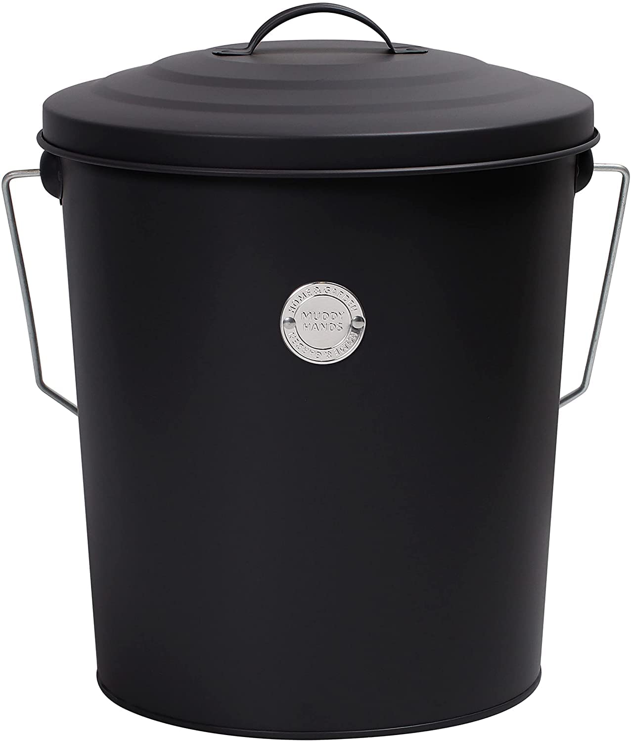 Muddy Hands Fireplace Ash Bucket with Lid & Carry Handle Coal Fuel Log Wood Kindling Carrier Storage (Black)