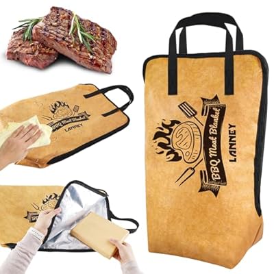 LANNEY BBQ Blanket for Resting Meat, 21'' Reusable Grilling Insulated Meat Resting Bag with Wide Mouth for Brisket Turkey Pork Shoulder Beef Men Dad Christmas Stocking Stuffers Gift Smoker Accessories