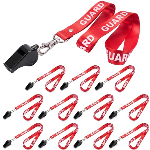 Yexiya 3 Pcs Guard Whistle with Lanyard Emergency Lifeguard Whistles Plastic Whistle for Lifesaver Men Women (Black Red)
