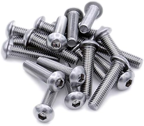 M8 (8mm x 60mm) Hex Socket Button Machine Screw (Bolt) - Black Steel (Pack of 10)