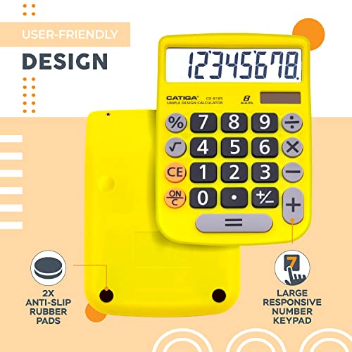 Desktop Calculator 8 Digit With Solar Power And Easy To Read Lcd Display, Big Buttons, For Home, Office, School, Class And Business, 4 Function Calculators, With Battery, Cd-8185 #TOP3