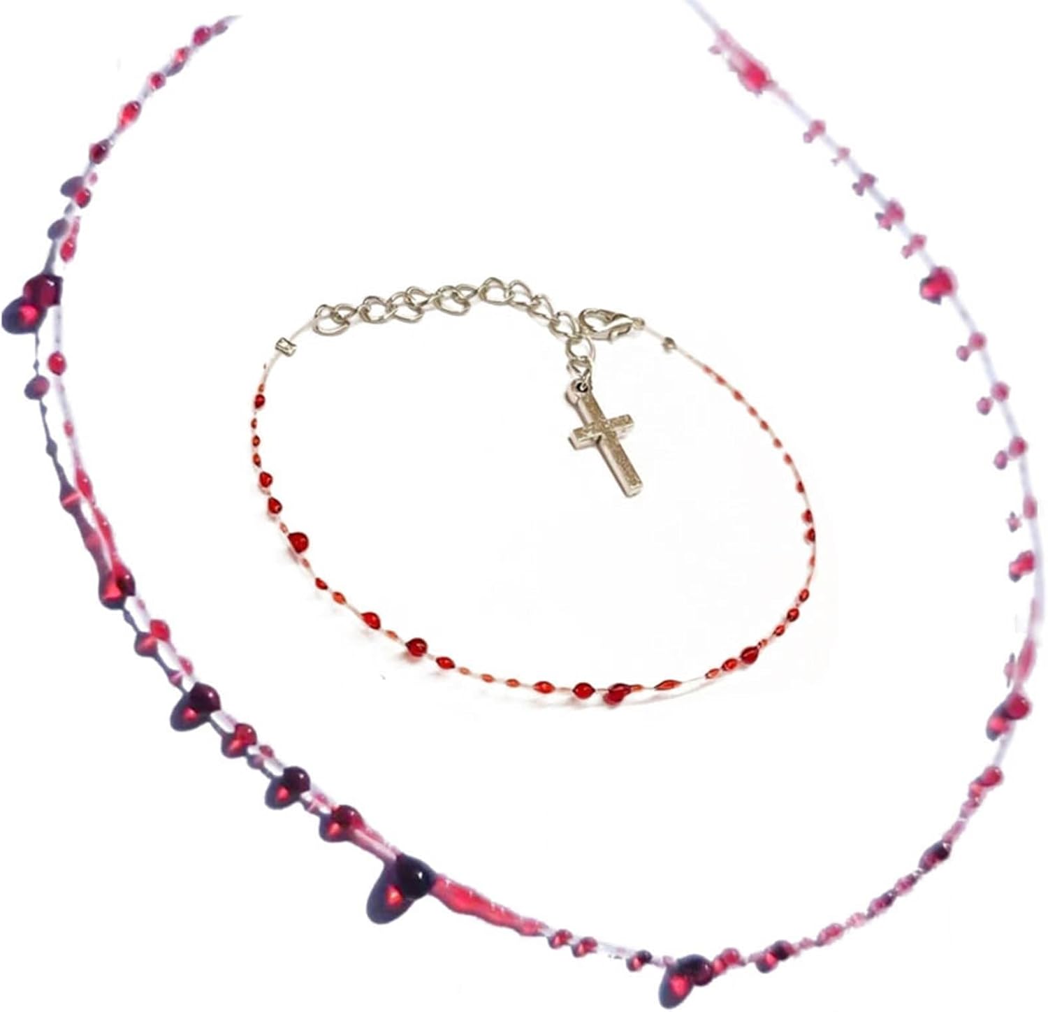 Vintage Fashion Novel Red Blood Drop Bracelet Hip Hop Punk Crossed Open Bracelet Necklace Banquet Jewelry Accessories - Image 2