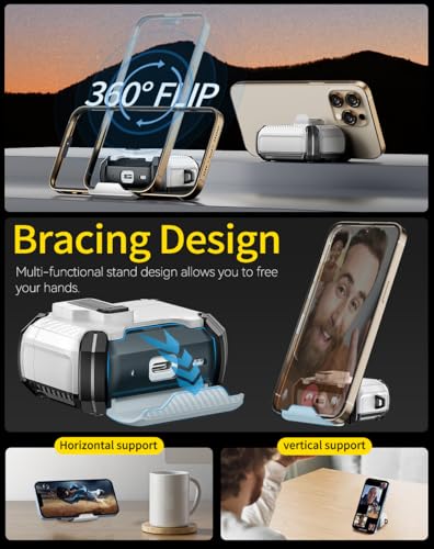 Image of Pohgelan Compatible with AirPods 4 Case Carbon Fiber Texture(White) | Magnetic Automatic Lock with Phone Stand & Cleaning Kit,Compatible with Magsafe