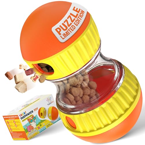 Dog Treat Dispenser Toy interactive- Treat puzzle toys for dogs mental stimulation-puzzle feeder dog & cognitive toys for dogs–Durable Treat Dispensing Dog Toys-Limited enrichment toys for dogs