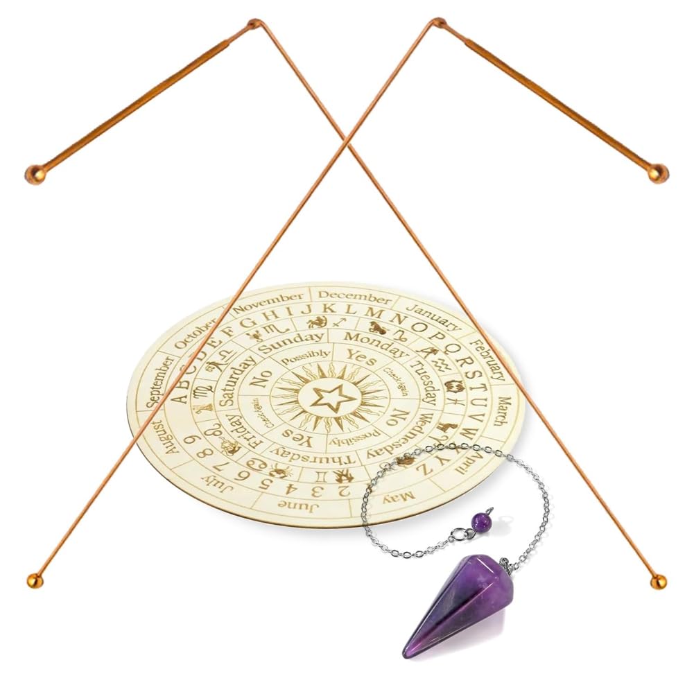 Jnchdghwa As Shown Copper Dowsing Rods With Pendulum Pendant And Pendulum, For Water Detection, Treasure Search, And Spiritual Tools