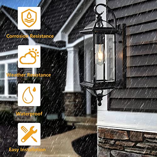 Milaii Copper Outdoor Wall Lights 20 Inch H Exterior Light Fixture Oil Rubbed Bronze Anti-Rust Wall Lantern Fixture Waterproof Wall Mount Porch Light For Garage Patio Doorway E26 Base Socket thumb #3