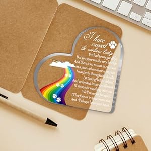 Pet Memorial Gifts Sympathy Gift for Loss of Dog Cat Pet Memorial Acrylic Rainbow Bridge Decorations Condolences Gifts for Pet Loss Remembrance Keepsake