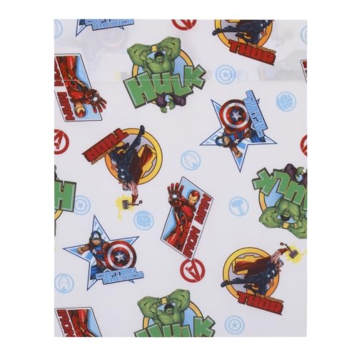 Image of NoJo Marvel The Avengers I Am A Hero Blue, Green, Red, and Yellow 4 Piece Toddler Bed Set - Comforter, Fitted Bottom Sheet, Flat Top Sheet, and Reversible Pillowcase