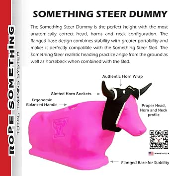 7K Something Steer Heading Dummy - Ground Roping Practice Tool for Team Roping Heading - Two Sets of Horns, Realistic, Portable, Stable, Durable and UV Fade Resistant
