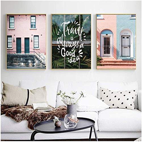 Toile peinture minimaliste maisons bâtiment art deco salon moderne 50x70