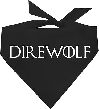 Direwolf Dog Bandana | Halloween Costume | 100% Cotton Triangle | Made in USA | Mythical Wolf Theme | Fantasy Look | Parade Party | Trick or Treat | Black One Size 65