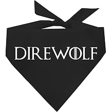 Direwolf Dog Bandana | Halloween Costume | 100% Cotton Triangle | Made in USA | Mythical Wolf Theme | Fantasy Look | Parade Party | Trick or Treat | Black One Size 65