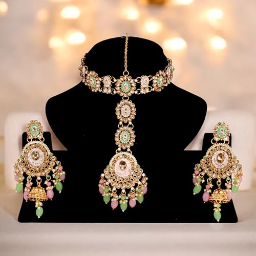 Image of Lucky Jewellery Traditional White Color Gold Plated Kundan Bridal Wedding Set For Girl & women (W1ZK-1080-W)