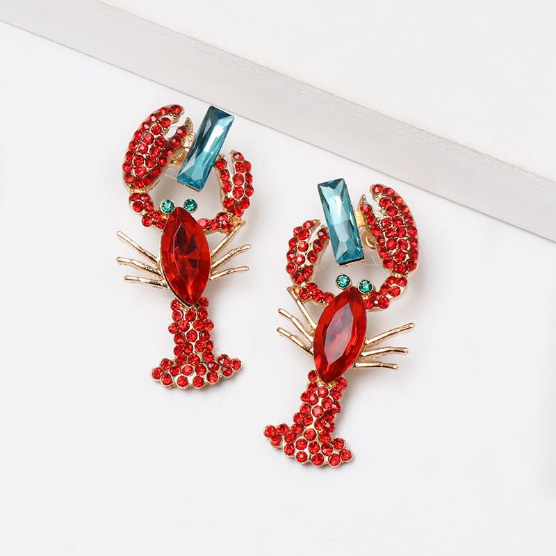Exaggerated Creative Enamel Lobster Crab Dangle Drop Earrings Colorful Bohemia Rhinestone Lobster Crayfish Animals Stud Earrings for Women Summer Beach Holiday Party Vacation Jewelry Gifts2