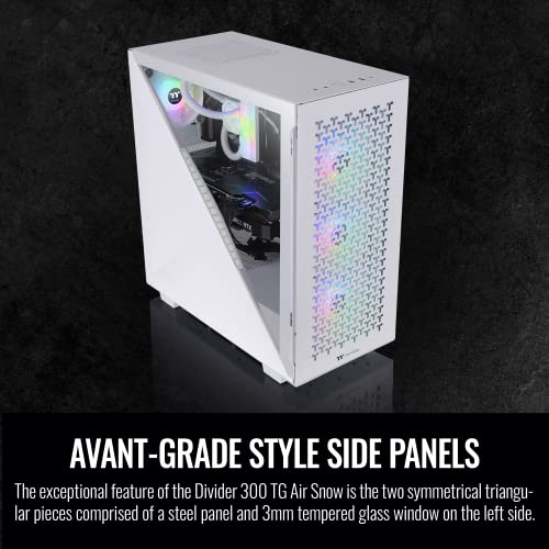 Image of Thermaltake Divider 300 TG Air ATX mid Tower Snow Edition Computer Case with 2 pre-Installed 120mm Standard Fans Full-Size mesh Panel 3mm Triangular Tempered Glass CA-1S2-00M6WN-02