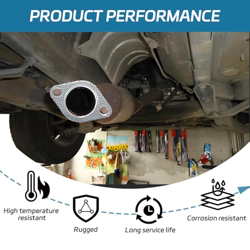 Image of 2PCS Car Exhaust Gasket, 2-Bolt 2.5 inch Exhaust Pipe Flange Gasket, Ultra Seal Standard Exhaust Gasket, High Temp Exhaust Manifold Gasket Replacement Used for Exhaust Turbo (2.5 in)