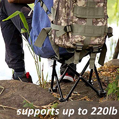 Mini Slacker Chair Folding Camping Stool Outdoor Travelchair Portable Stools Lightweight With Carry Bag, Support 220 Lbs, Black #TOP5