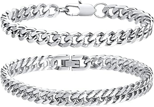 OIDEA Heren Pantserketting Armband: Jezus Kruis Bijbel Armband van Roestvrij Staal Vintage Ankh Sieraden - Cadeau voor Mannen Familie Vriend, 21 Centimeters