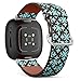 CJBROES Replacement Leather Watch Band, Compatible with Fitbit Versa 3 and Fitbit Sense of Wristband Bracelet Accessory - Pattern Design