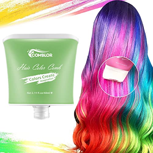 Comblor Tiza para el pelo, tizas para el pelo para niñas y adultos, juego de color temporal para niños, tizas para el pelo infantiles, lavable, Halloween, Navidad, cosplay (verde)