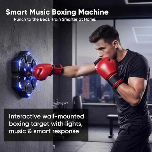 Image of NEWDRU Music Carbon Boxing Machine Wall Mounted, Smart Electric Music Boxing Machine for Adults & Kids, Interactive Wall Mounted Musical Boxing Machine with Free Trainer Gloves