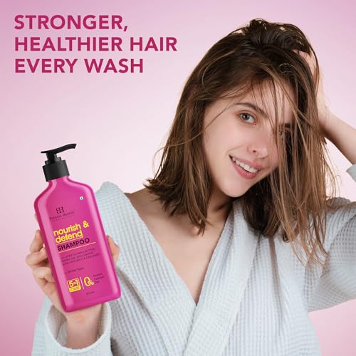 Image of Botanic Hearth Nourish & Defend Shampoo with Hyaluronic Acid & Jojoba Oil | Deeply Moisturizing & Damage Protection | Strengthens & Softens Hair | Sulfate & Paraben Free, 473ml