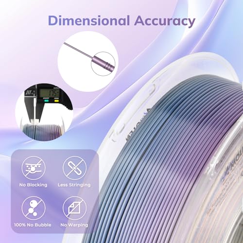 Image of AMOLEN Silk PLA 3D Printer Filament, Shiny Multicolor Kingfisher Rainbow PLA Filament 1.75mm, Gradient Color Change PLA 3D Printing Filament for Most FDM 3D Printer, Blue Purple Yellow, 1kg (2.2lbs)