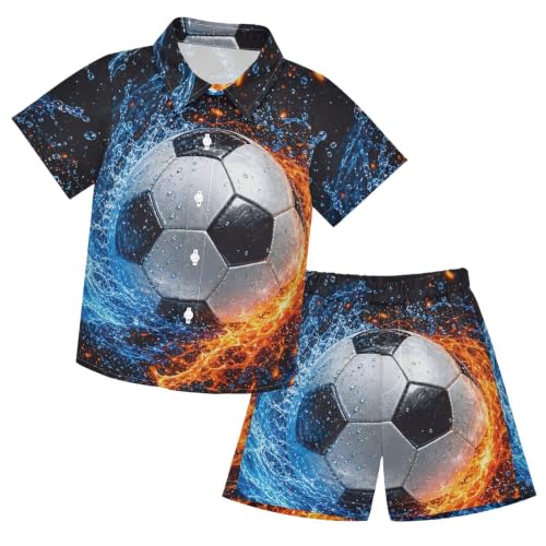Image of 3T Toddler Boy Shorts Set Teal Hawaiian Button Down Shirts Summer Outfits for Little Boy