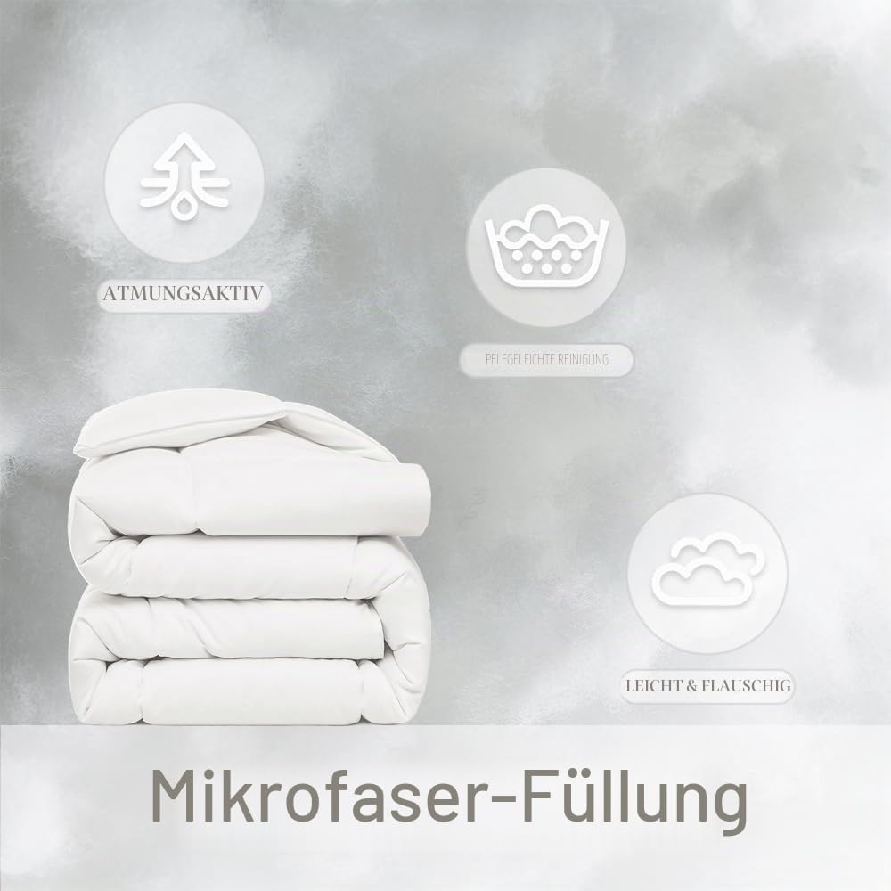 ACCURATEX 450GSM Winterdecke 200×200 cm mit Daunenalternative Füllung | extra warme & dicke Bettdecke, flauschige & atmungsaktive Steppdecke mit 8 Eckbändern, OEKO-TEX zertifiziert, waschbar